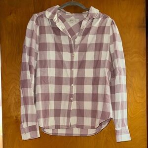 LOFT Lavender and White Checkered Blouse
